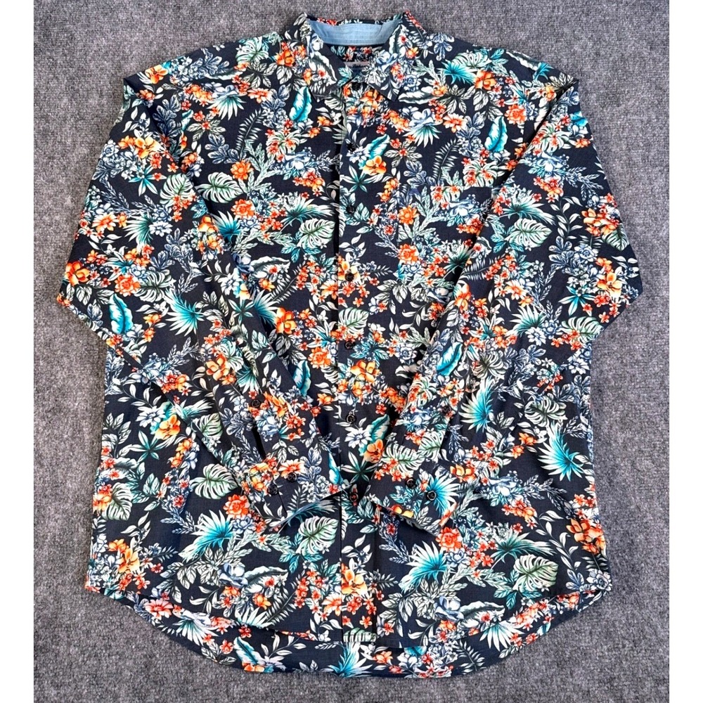 Tommy Bahama The Newport Coast Mens Large Floral Tropical Pima Cotton Shirt